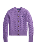 RALPH LAUREN WOMEN Cable-knit Wool Cashmere Cardigan Amethyst Falls Heather