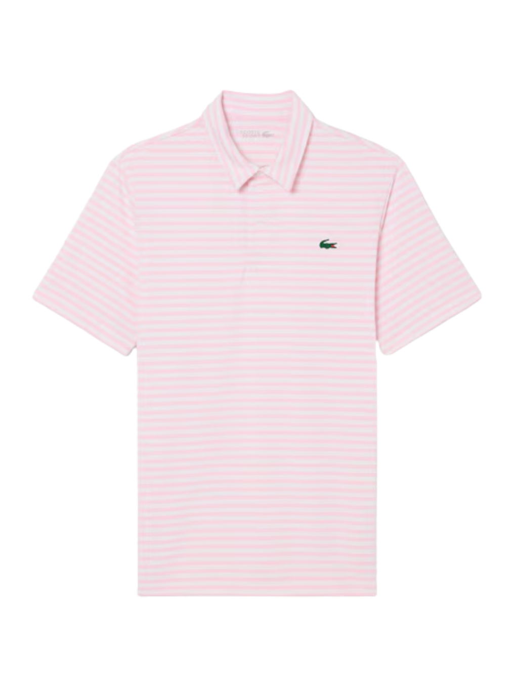 LACOSTE Regular Fit Ultra Dry Striped Golf Polo Shirt Light Pink