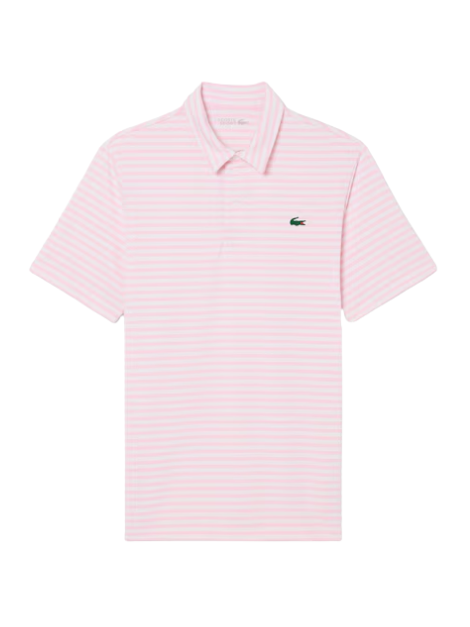 LACOSTE Regular Fit Ultra Dry Striped Golf Polo Shirt Light Pink