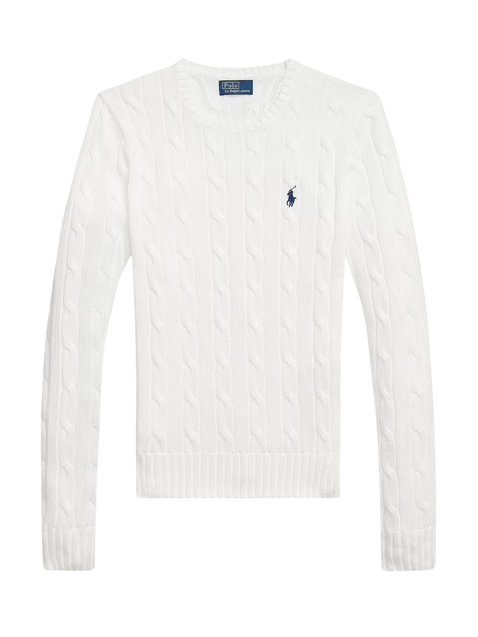 RALPH LAUREN WOMEN Cable-Knit Cotton Crewneck Jumper White