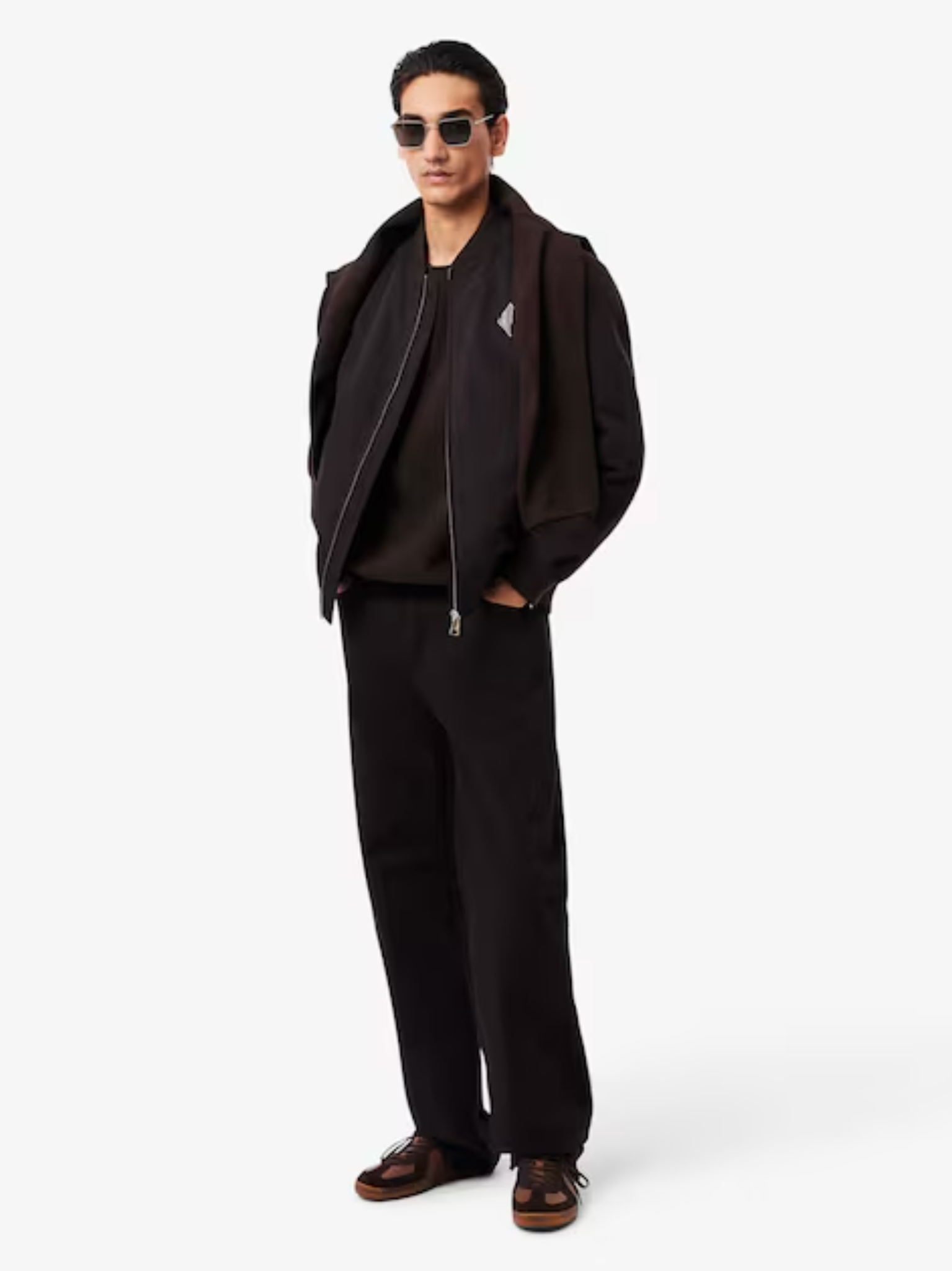 LACOSTE Double Face Piqué Badge Sweatshirt Brown