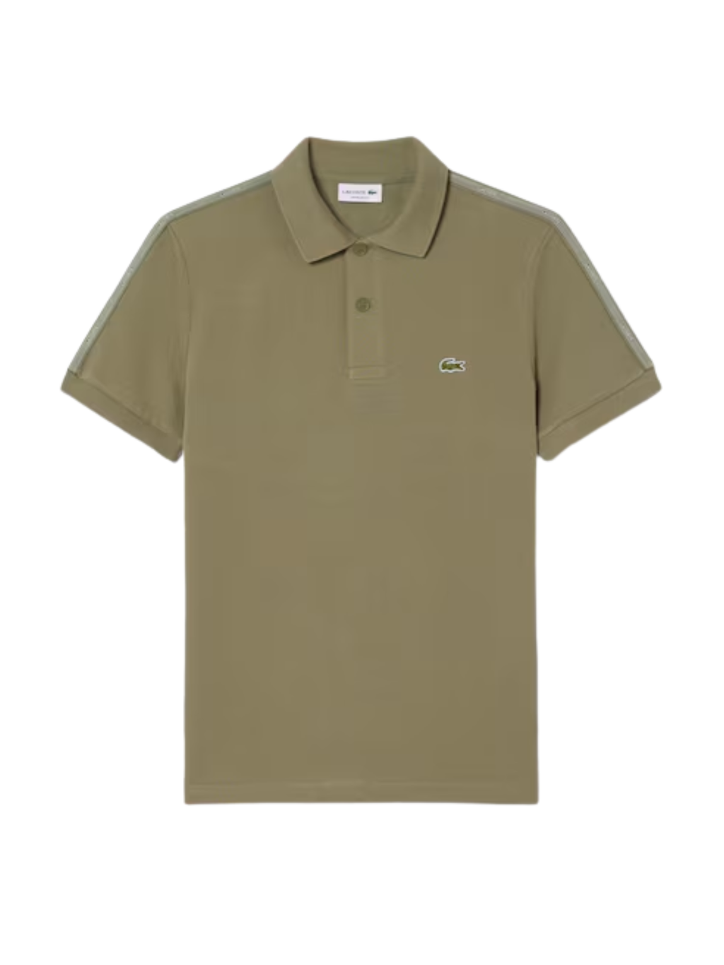 LACOSTE Regular Fit Logo Stripe Polo Shirt Khaki Green