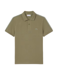 LACOSTE Regular Fit Logo Stripe Polo Shirt Khaki Green