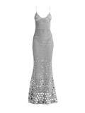 CASABLANCA WOMEN Crochet Mirror Long Dress Silver