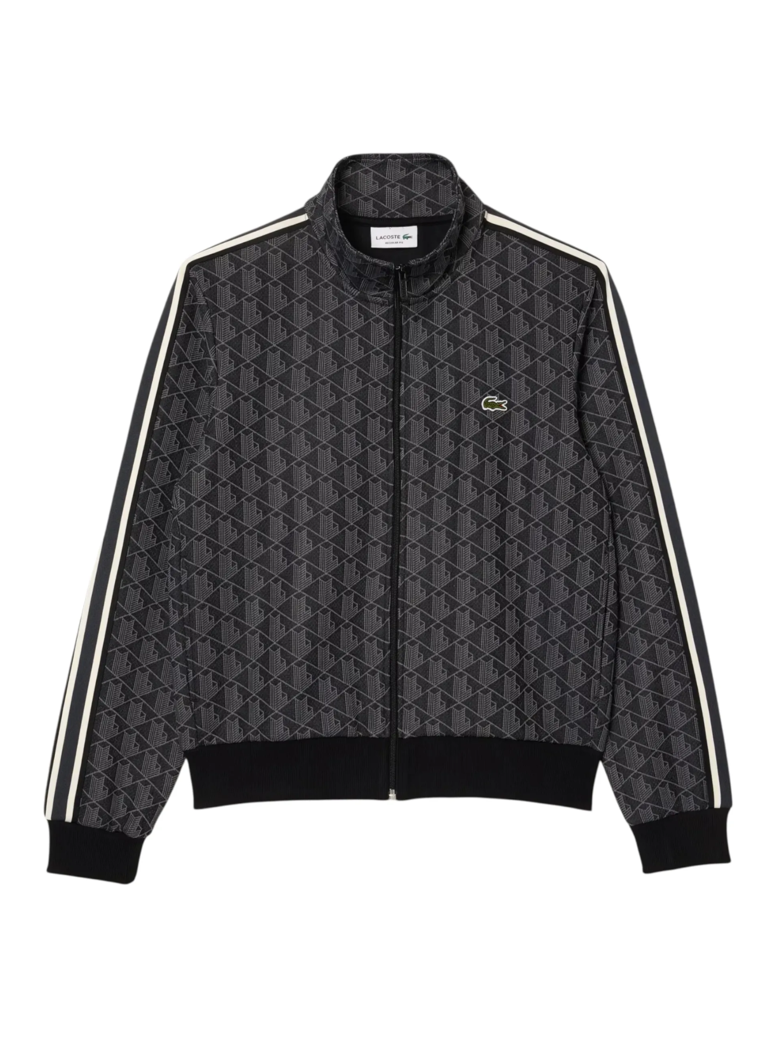 LACOSTE Paris Zip-Up Jacquard Track Jacket Black