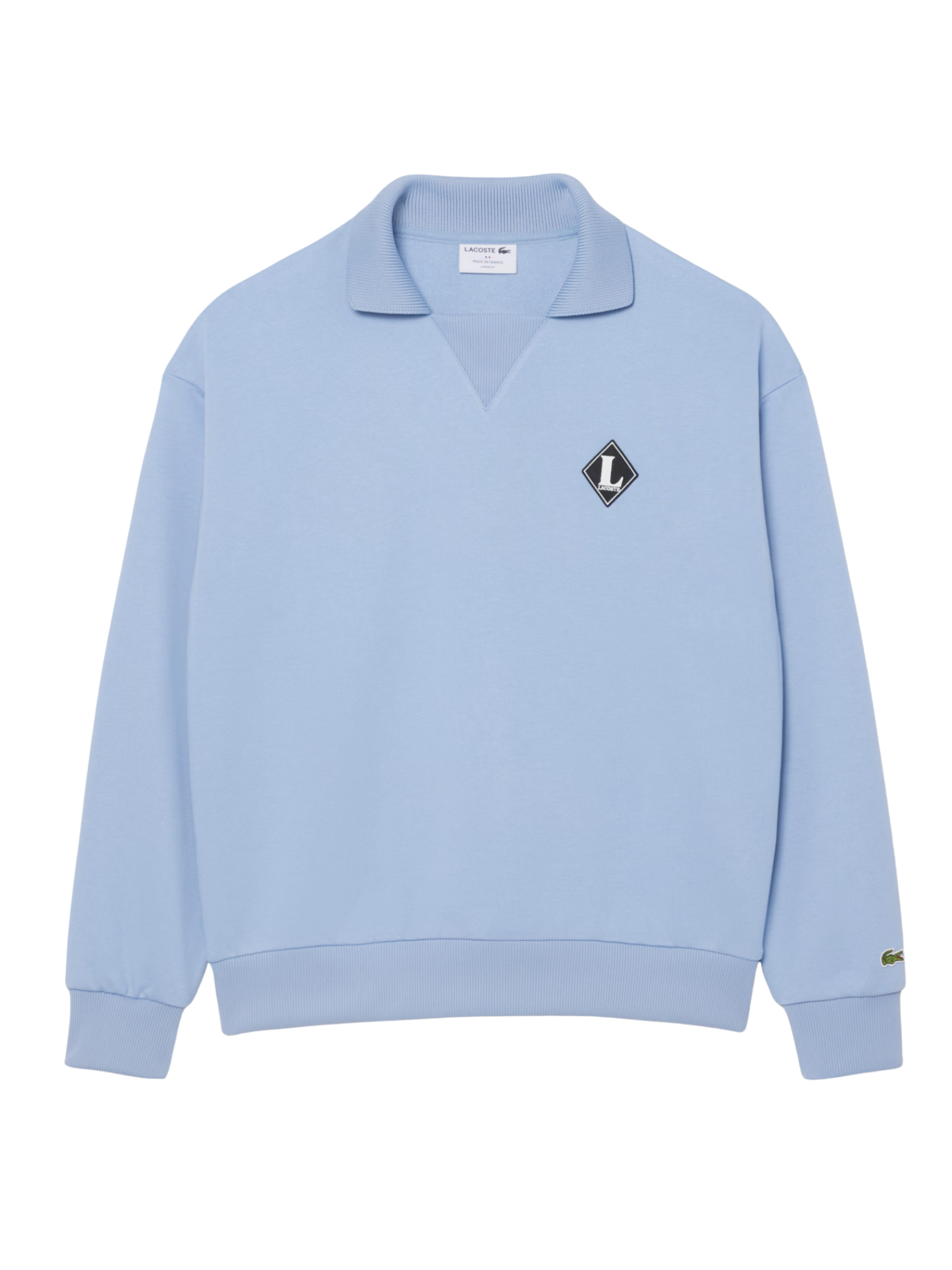 LACOSTE French Made Polo Collar Sweatshirt Light Blue
