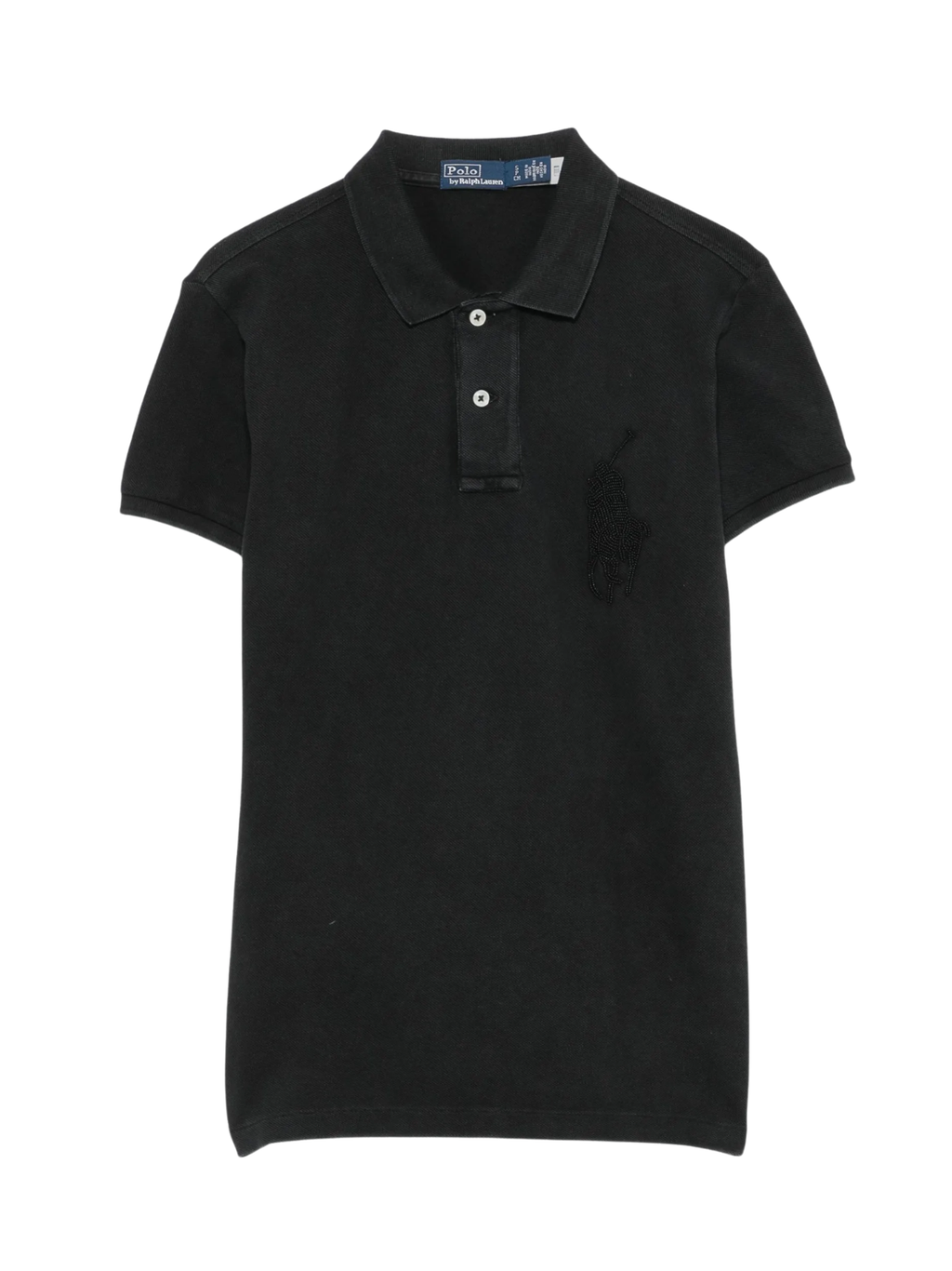 RALPH LAUREN WOMEN Beaded Big Pony Polo Shirt Black