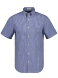 GANT Regular Fit Classic Gingham Poplin Short Sleeve Shirt College Blue