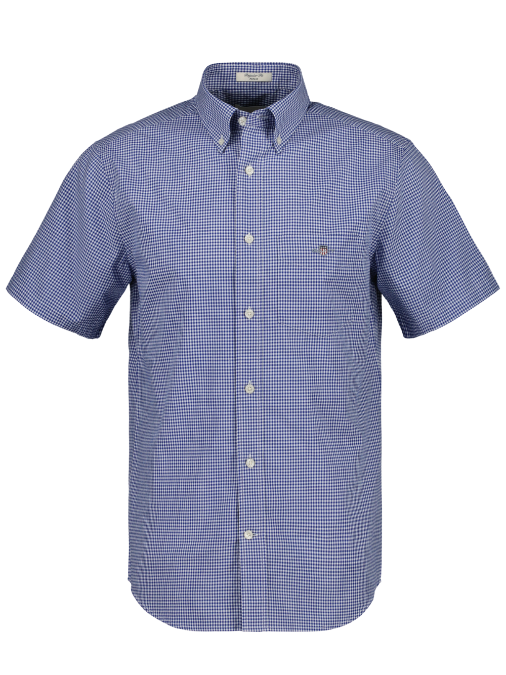 GANT Regular Fit Classic Gingham Poplin Short Sleeve Shirt College Blue