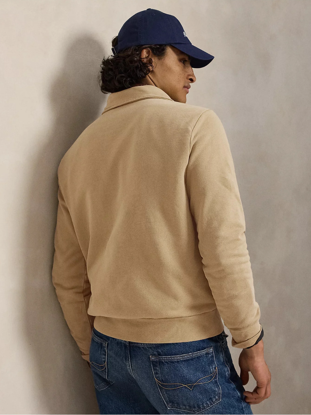 RALPH LAUREN Loopback Fleece Quarter-Zip Sweatshirt Vintage Khaki