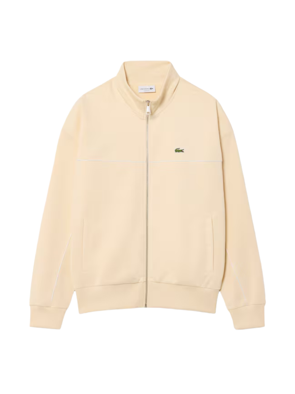 LACOSTE Trim Accent Zipped Sweatshirt Beige