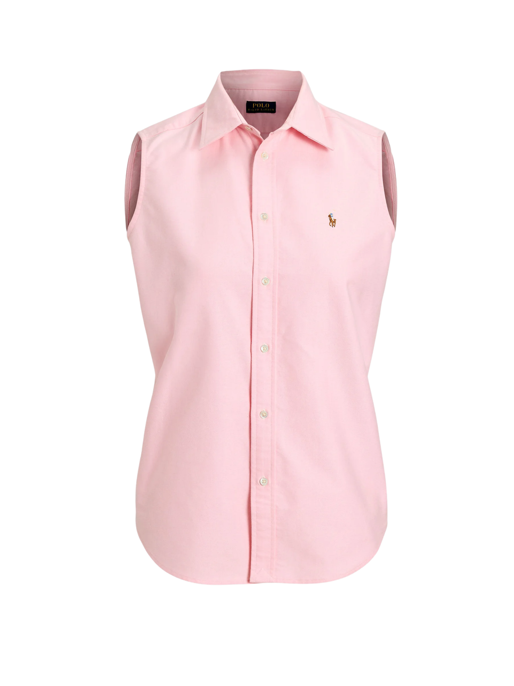 RALPH LAUREN WOMEN Cotton Oxford Sleeveless Shirt Bath Pink