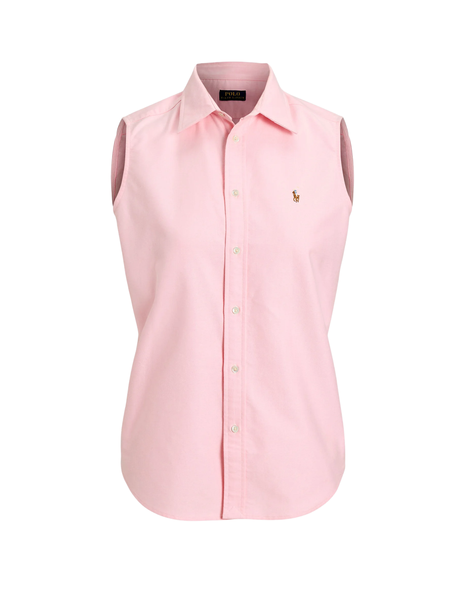 RALPH LAUREN WOMEN Cotton Oxford Sleeveless Shirt Bath Pink