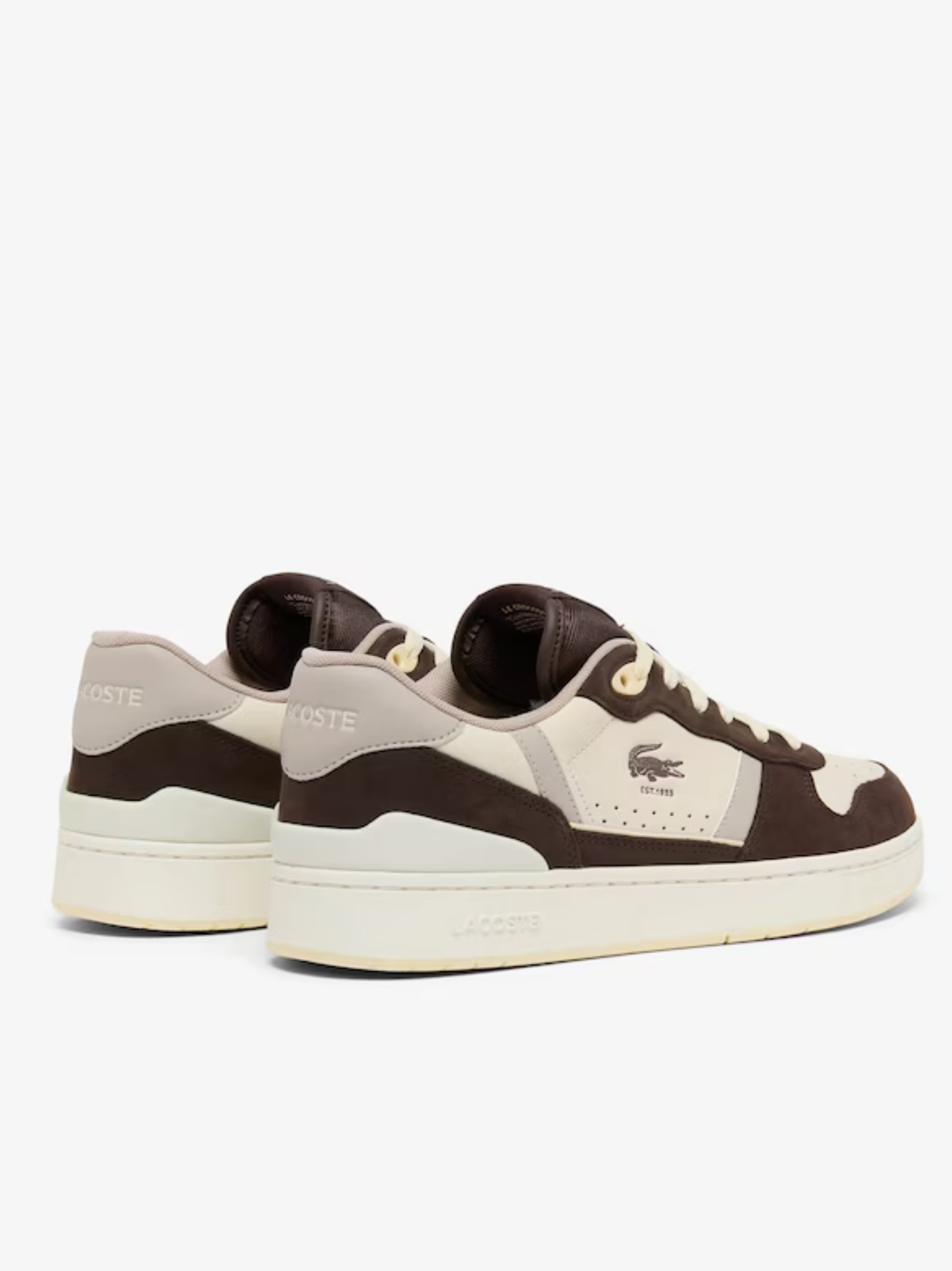 LACOSTE T-Clip Set Leather Sneakers Dark Brown