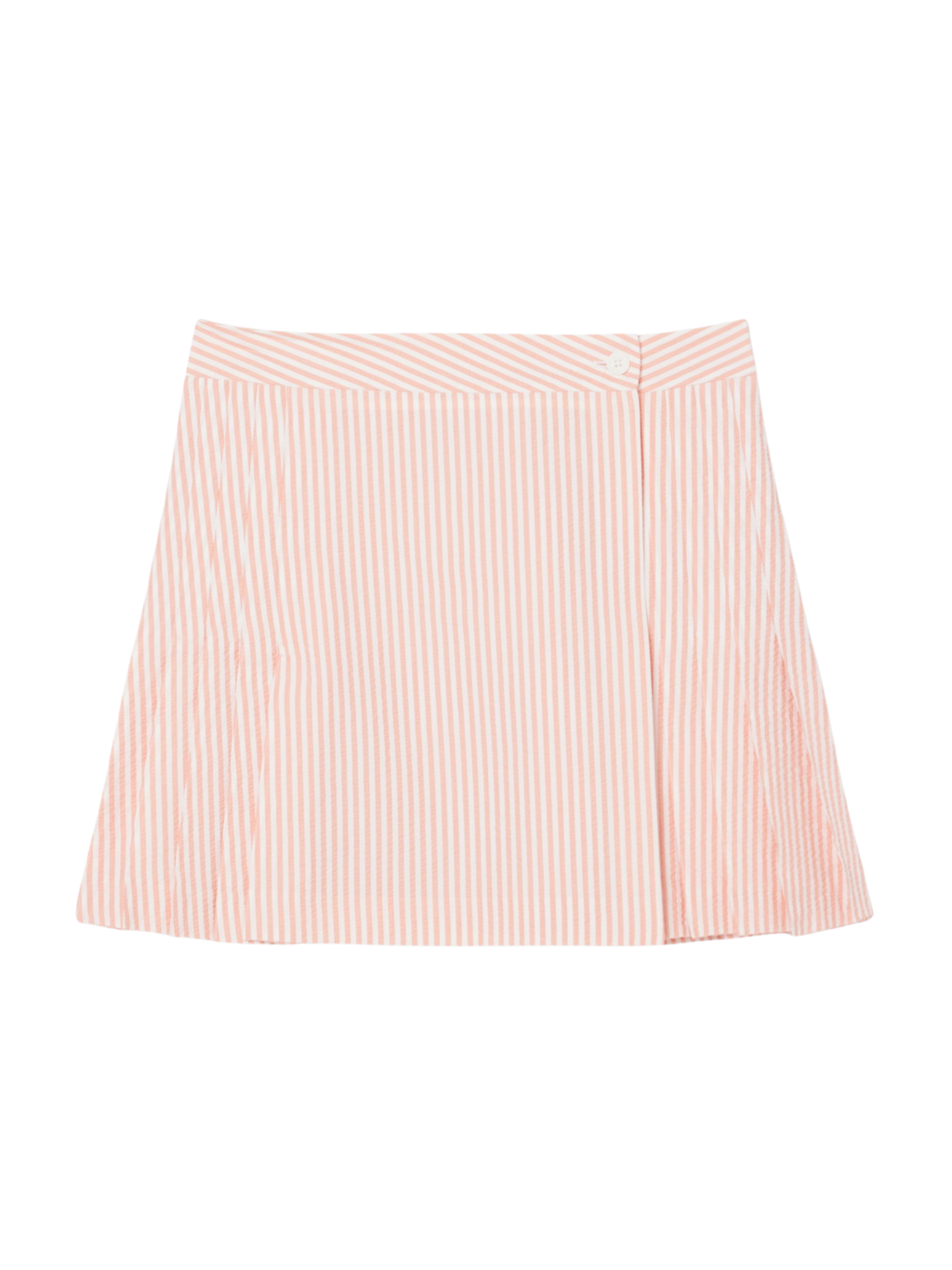 LACOSTE WOMEN Short Seersucker Wrap Skirt White/Pink