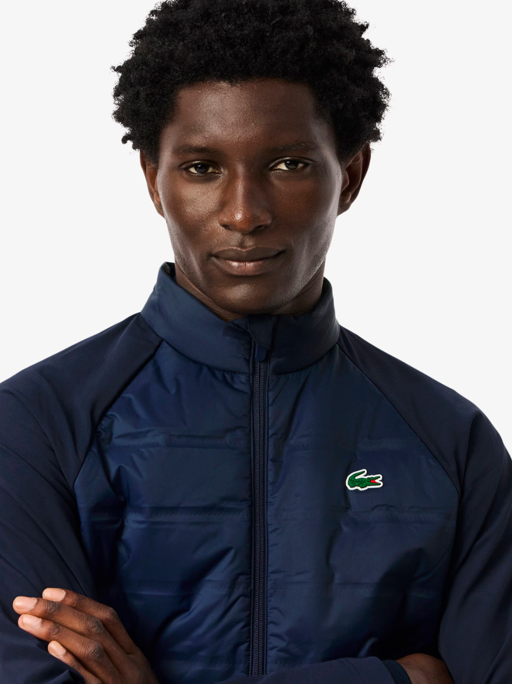 LACOSTE High Neck Quilted Golf Jacket Navy