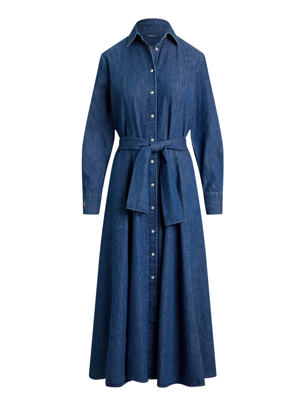 RALPH LAUREN WOMEN Chambray Tie-Waist Shirt Dress Chambray Blue