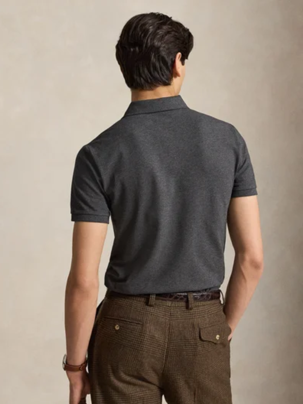 RALPH LAUREN The Iconic Custom Slim Fit Mesh Polo Windsor Heather