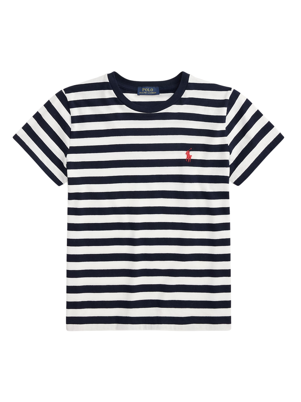 RALPH LAUREN WOMEN Striped Cotton Jersey T-Shirt Hunter Navy/White