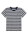 RALPH LAUREN WOMEN Striped Cotton Jersey T-Shirt Hunter Navy/White