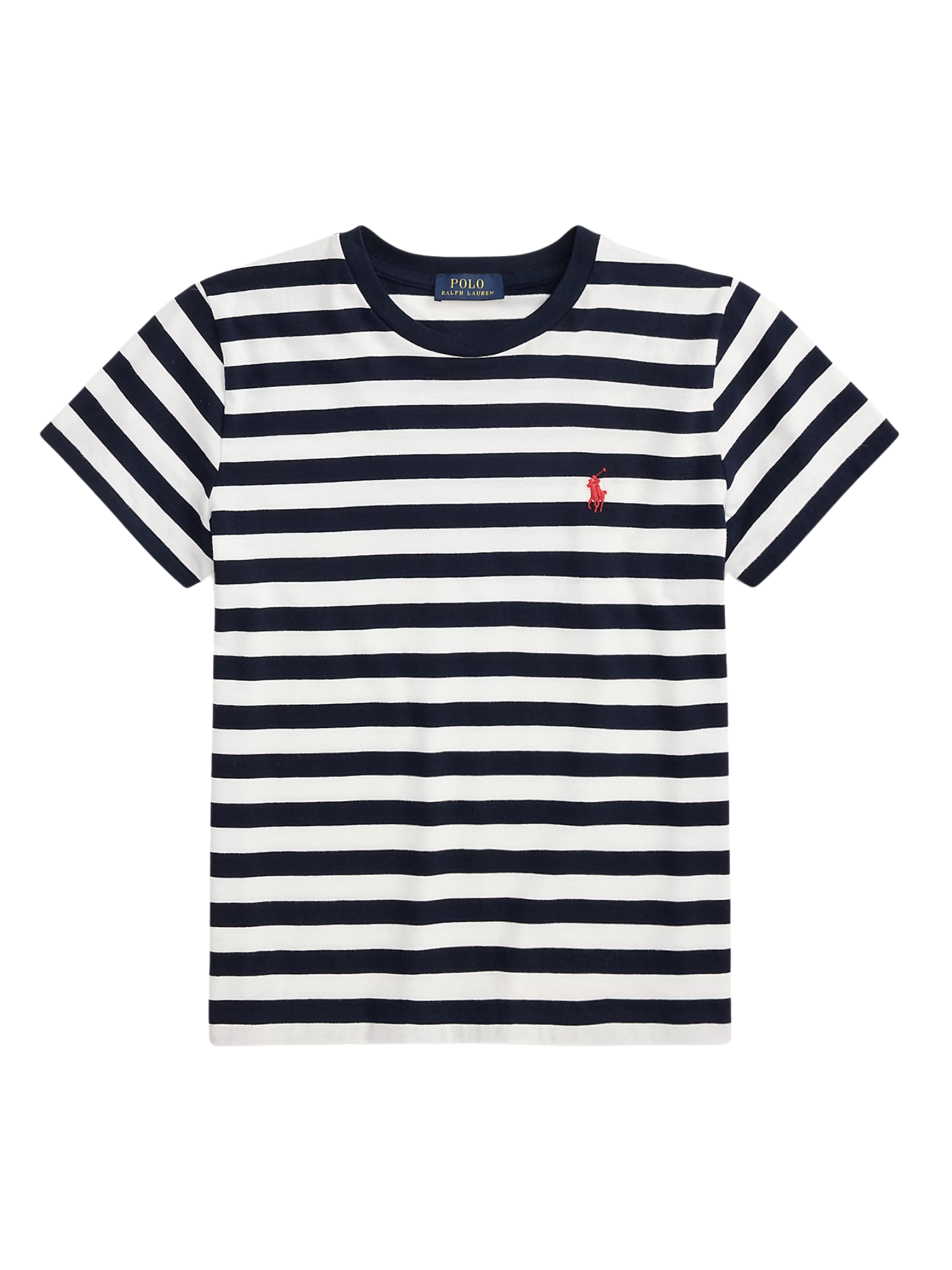 RALPH LAUREN WOMEN Striped Cotton Jersey T-Shirt Hunter Navy/White