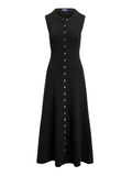 RALPH LAUREN WOMEN Buttoned Wool-Blend Sleeveless Dress Black