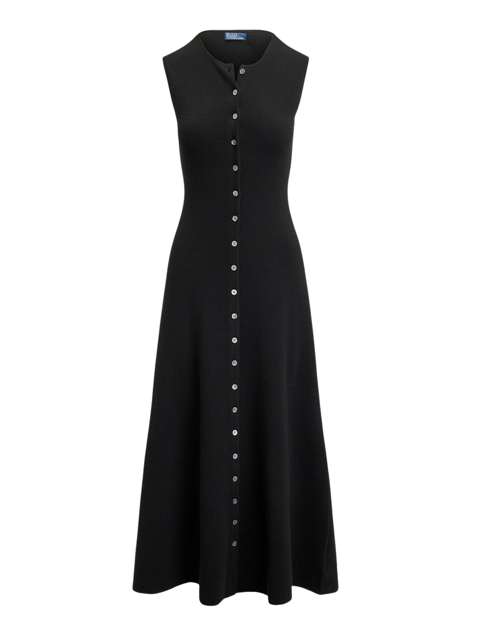 RALPH LAUREN WOMEN Buttoned Wool-Blend Sleeveless Dress Black