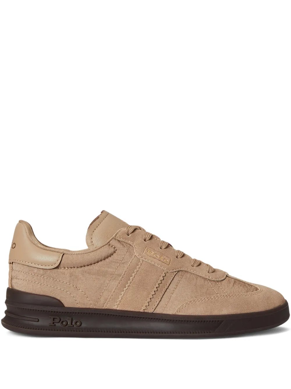 RALPH LAUREN Heritage Aera Suede-Trim Sneakers Surrey Tan