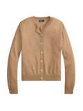 RALPH LAUREN WOMEN Wool Crewneck Cardigan Collection Camel Melange
