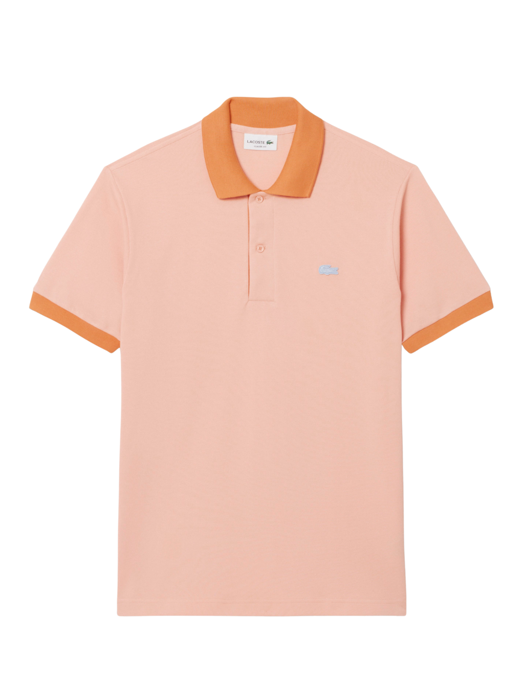 LACOSTE Classic Fit Contrast Rib Polo Rose/Orange