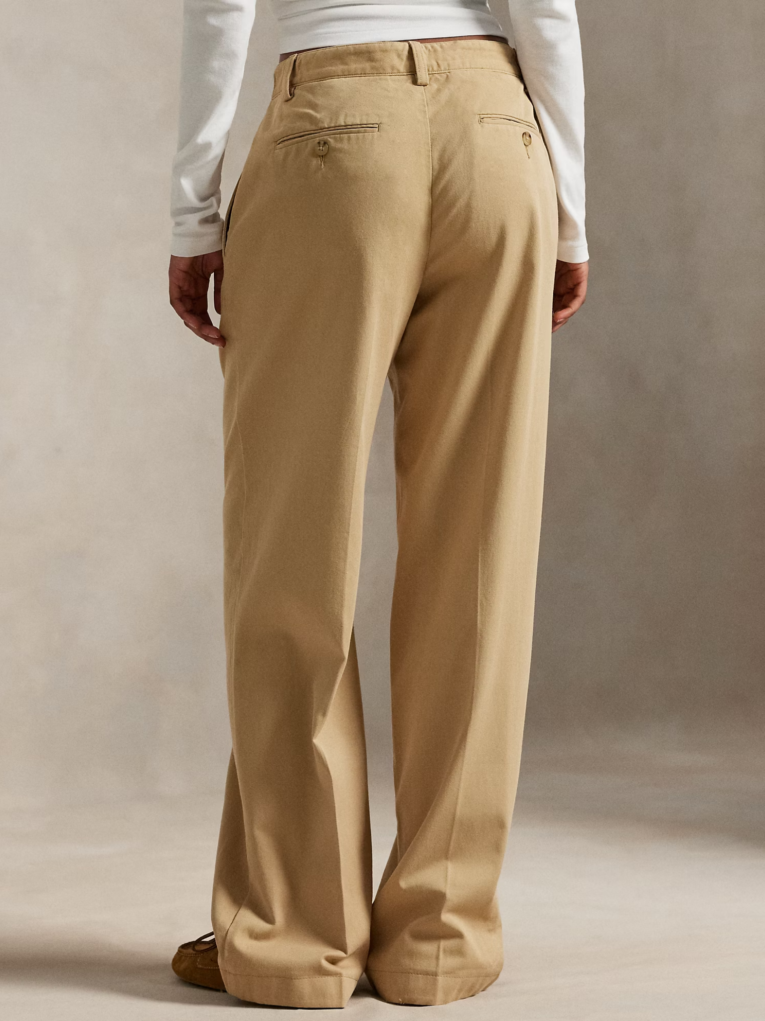 RALPH LAUREN WOMEN Pleated Cotton-Blend Relaxed Trousers Khaki