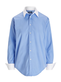 RALPH LAUREN WOMEN Extended Cuff Cotton Shirt Chopin Blue