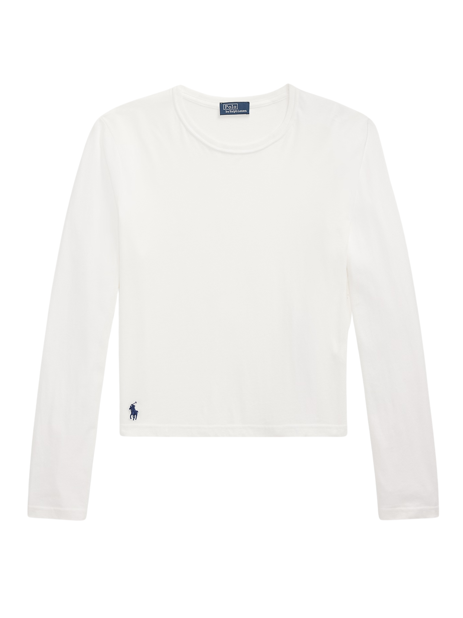 RALPH LAUREN WOMEN Shrunken Fit Jersey Long-Sleeve Tee White