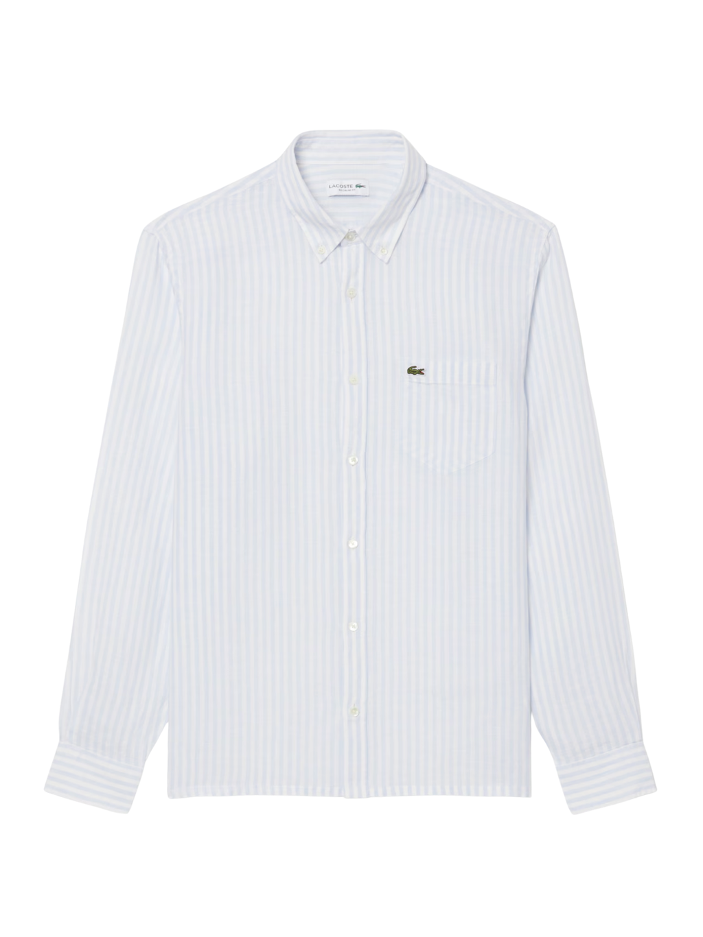 LACOSTE Regular Fit Striped Linen Shirt Blue/White