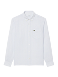 LACOSTE Regular Fit Striped Linen Shirt Blue/White