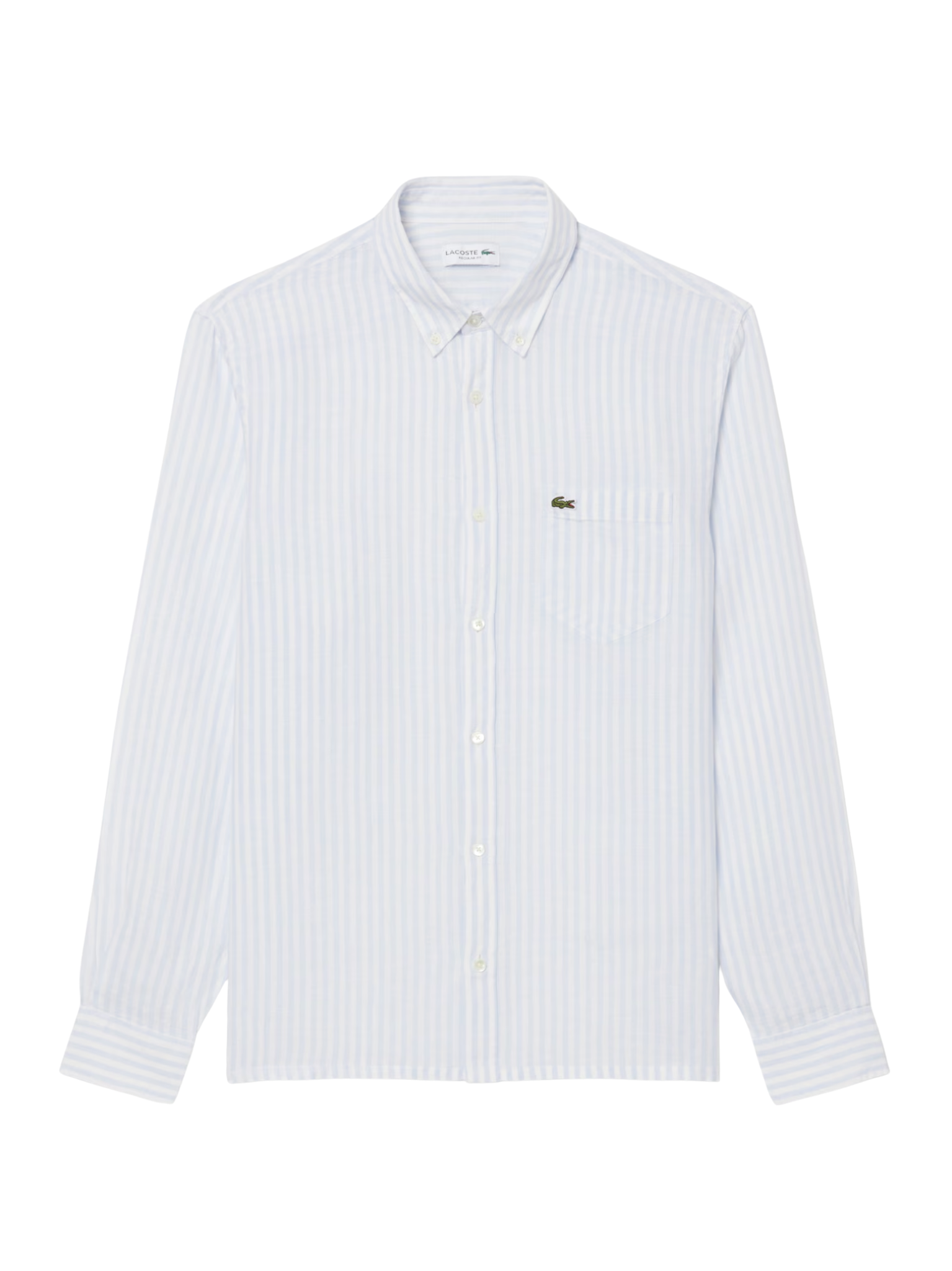 LACOSTE Regular Fit Striped Linen Shirt Blue/White