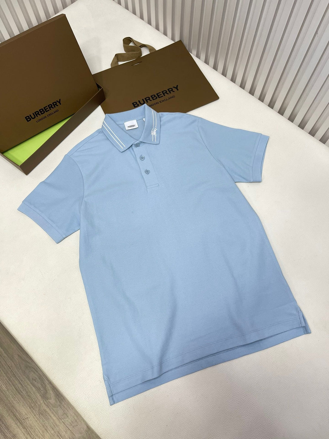 Khaki,Sky blue,Black and White Polo