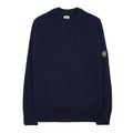 Cp Company Lambswool Lens Knit Sweatshirt In Navy