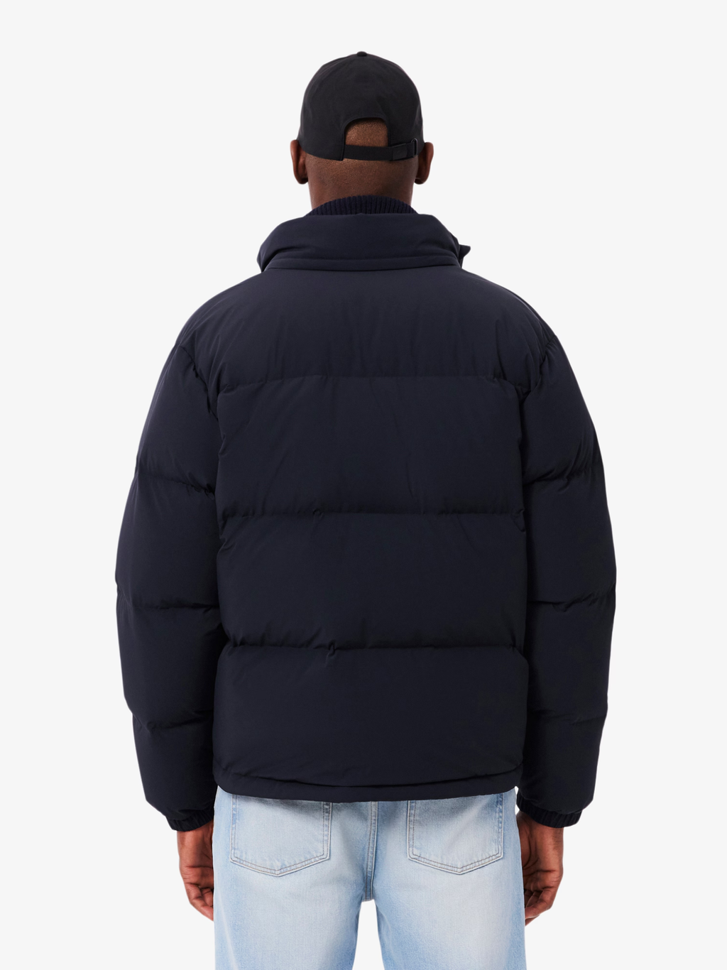 LACOSTE Water-Repellent Hooded Down Jacket Navy Blue