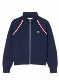 LACOSTE WOMEN High-Neck Zip Front Double Face Classic fit Sweater Navy