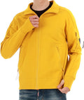 Cp Company Diagonal Raised Fleece Zipped Sweatshirt In Golden Nugget
