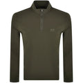 Cp Company Stretch Piquet Quarter Zip Polo Sweatshirt in Ivy Green