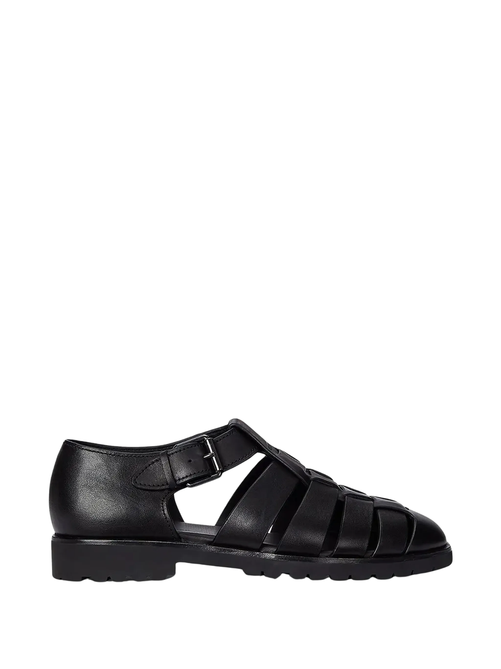 RALPH LAUREN Leather Fisherman Sandals Black