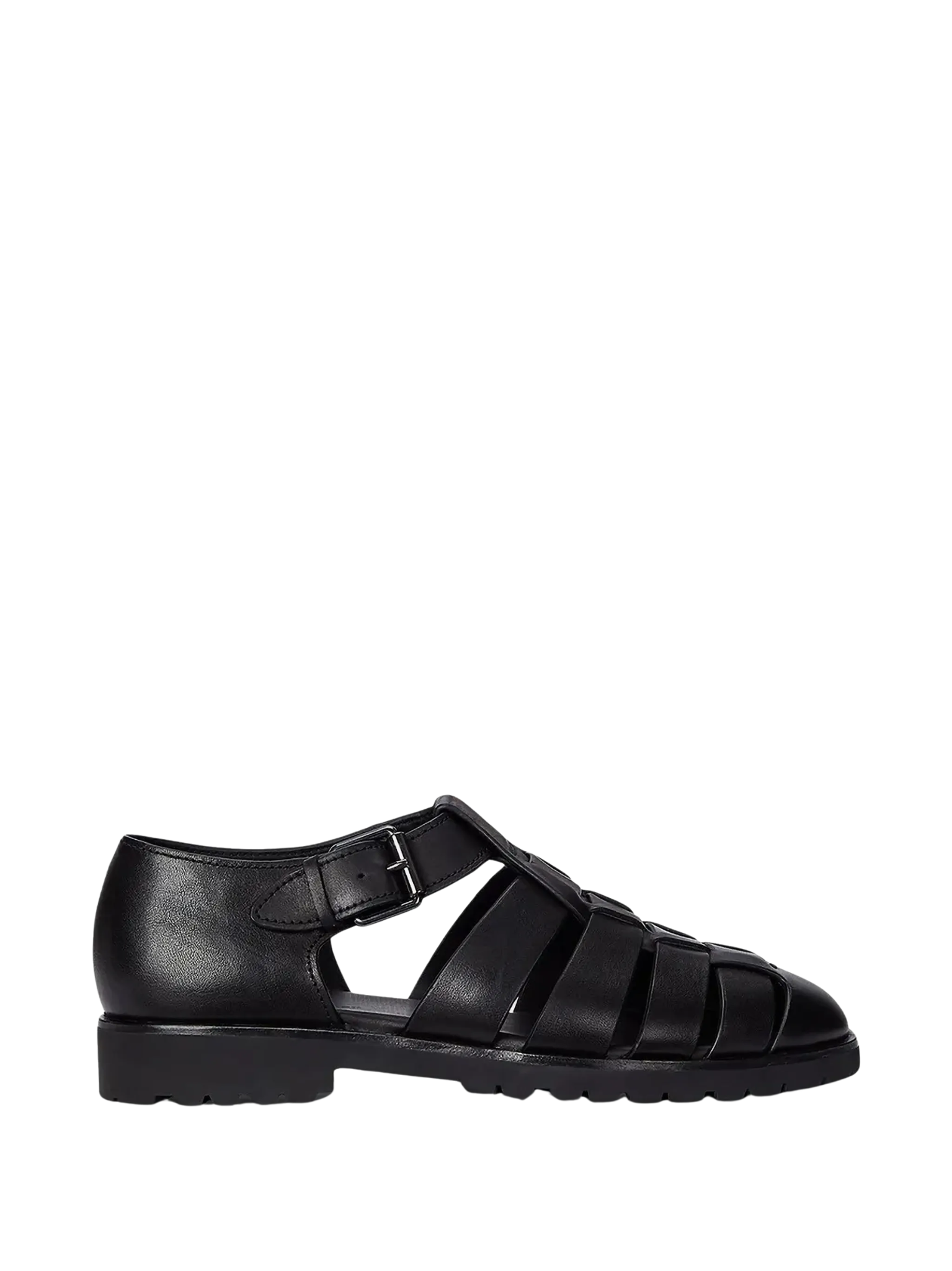 RALPH LAUREN Leather Fisherman Sandals Black