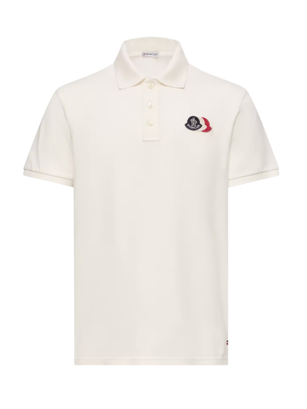 MONCLER Logo Patch Cotton Piquet Polo Shirt White