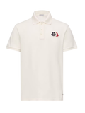 MONCLER Logo Patch Cotton Piquet Polo Shirt White