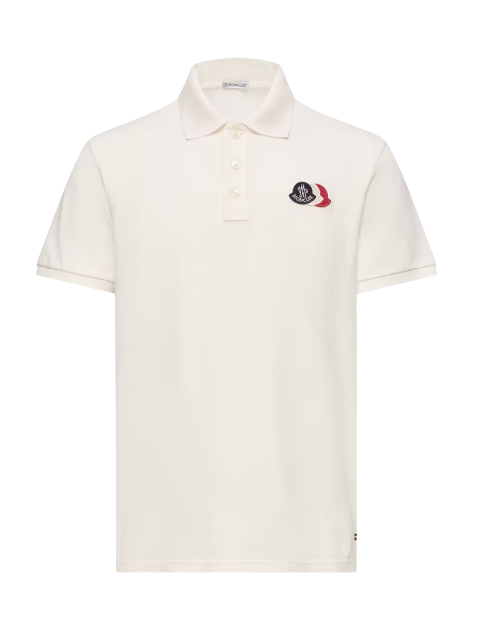 MONCLER Logo Patch Cotton Piquet Polo Shirt White