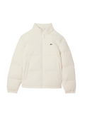 LACOSTE Water-Repellent Hooded Down Jacket Ecru White