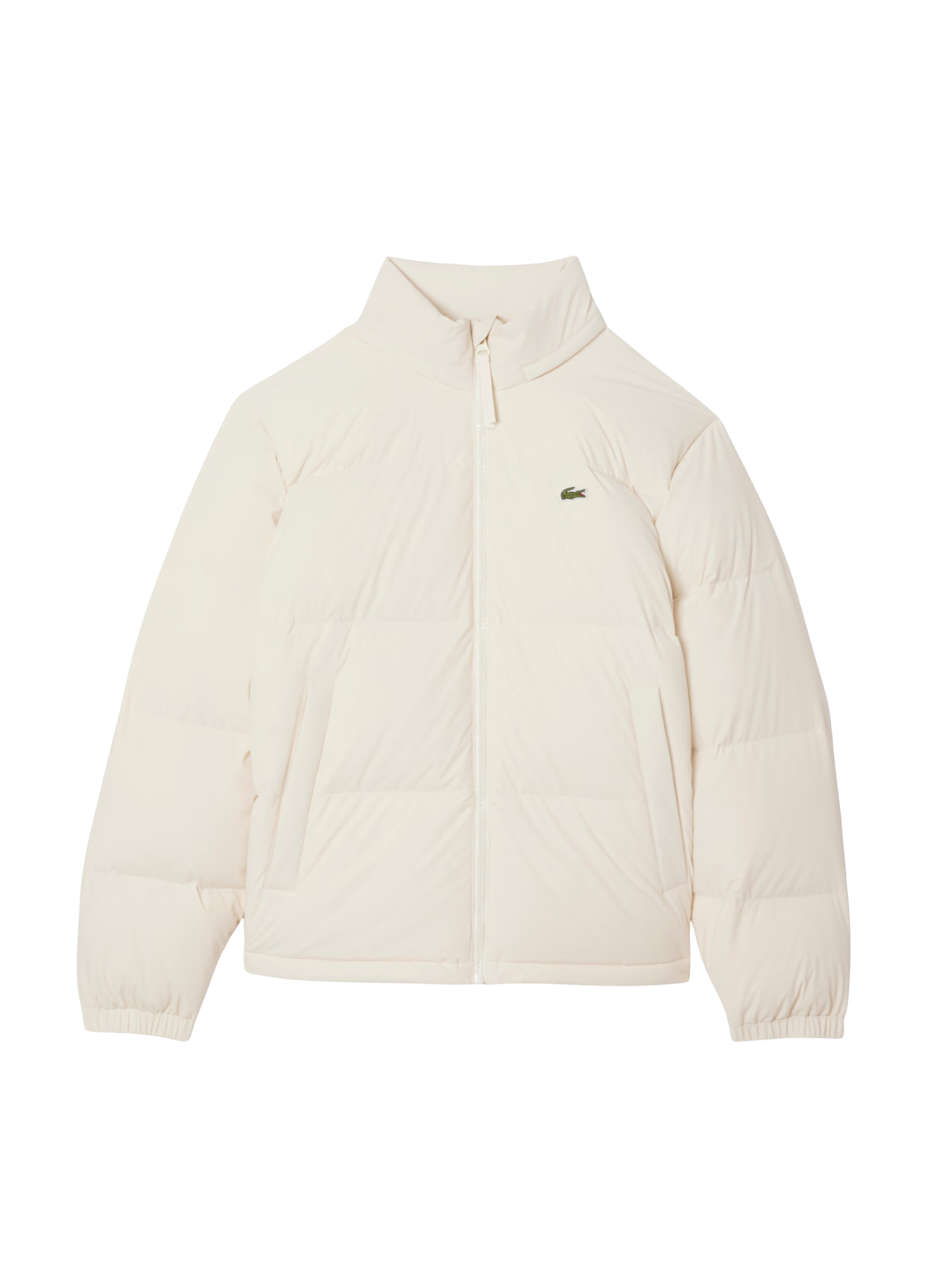 LACOSTE Water-Repellent Hooded Down Jacket Ecru White