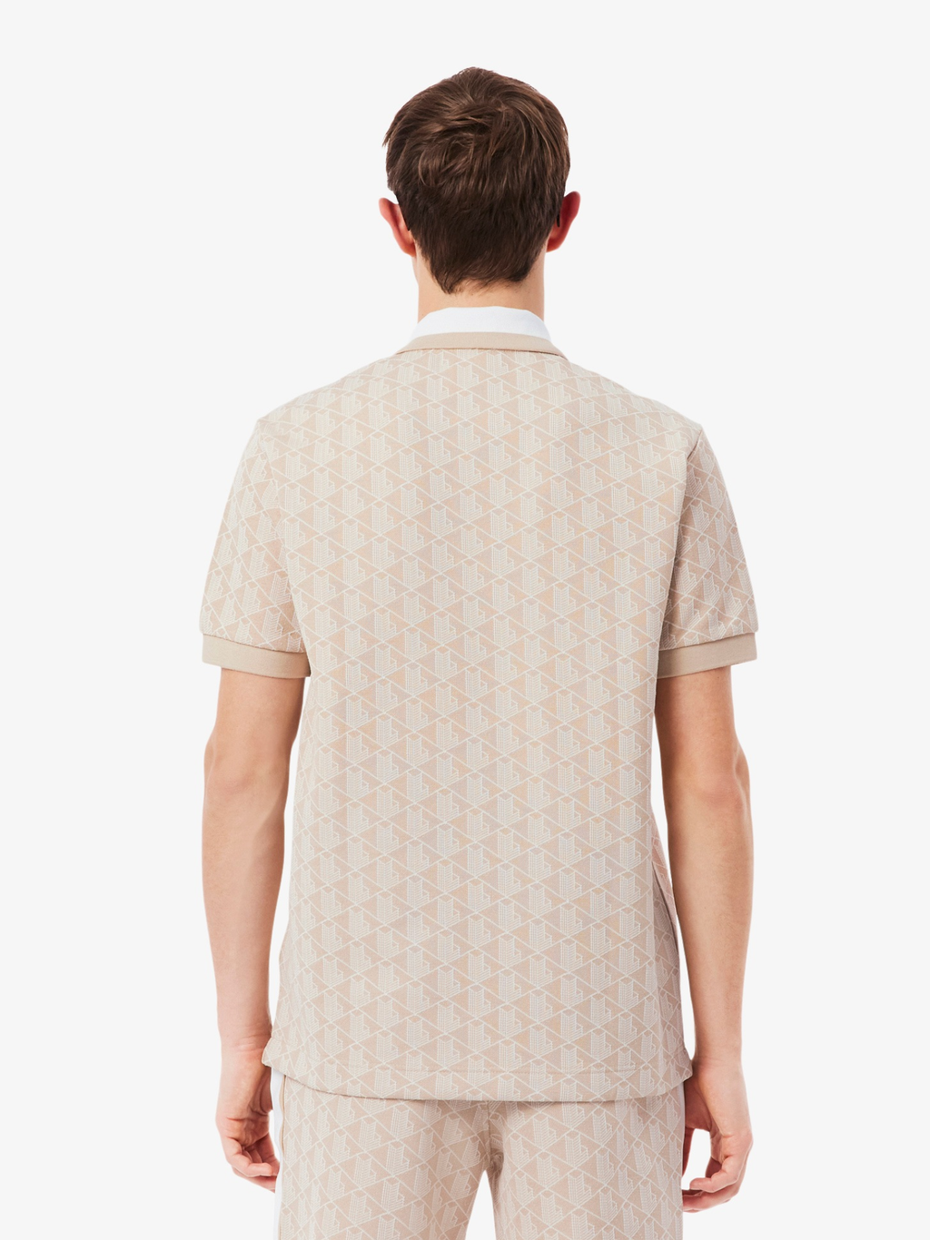 LACOSTE Classic Fit Monogram Jacquard Polo Shirt Beige